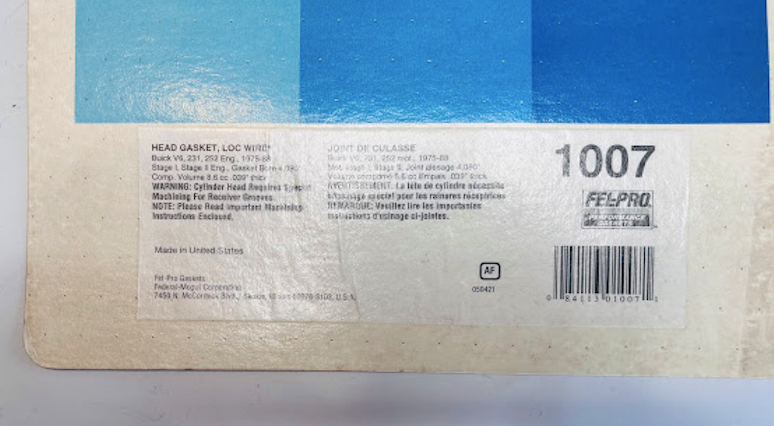 Fel-Pro 1007 Head Gasket (Loc-Wire Style)