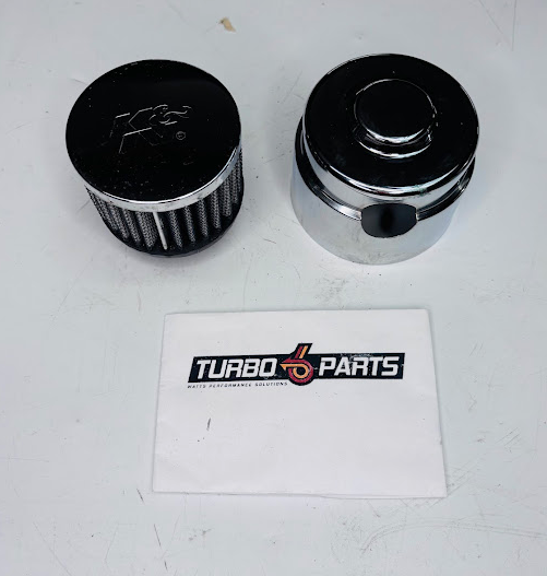 K&N Chrome Crankcase Breather Filter with Cap Assembly – Push-In Style