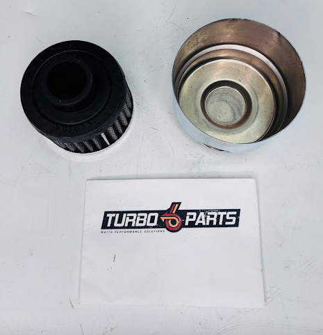 K&N Chrome Crankcase Breather Filter with Cap Assembly – Push-In Style