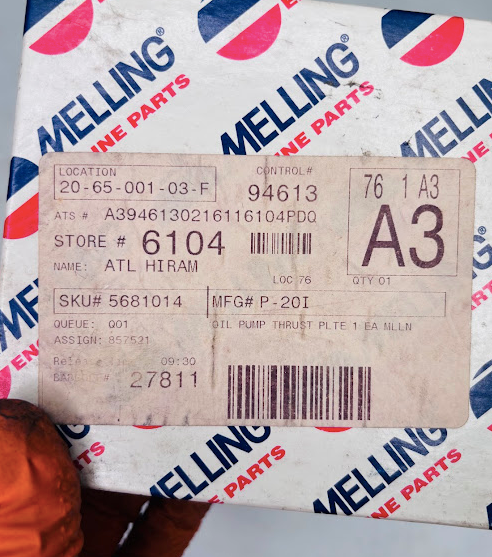 Melling Oil Pump Thrust Plate Kit (P-201) – Complete Hardware & Gasket Set