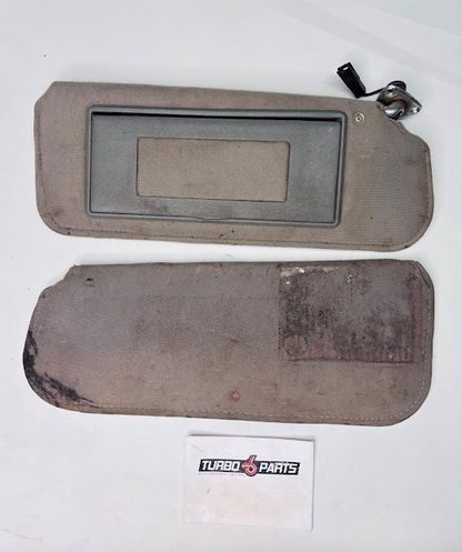 Used 1986–1987 Gbody Sun Visor Set with Mirror and Light – Gray Cloth Pair  (Driver & Passenger)