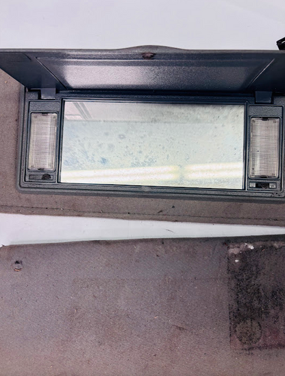 Used 1986–1987 Gbody Sun Visor Set with Mirror and Light – Gray Cloth Pair  (Driver & Passenger)