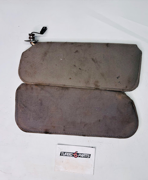 Used 1986–1987 Gbody Sun Visor Set with Mirror and Light – Gray Cloth Pair  (Driver & Passenger)