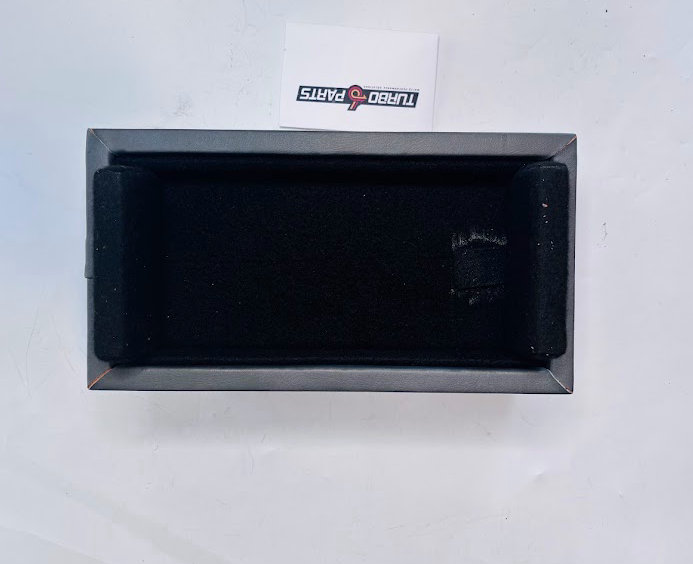 Custom Grey Leather Raised Center Console / Armrest – Embroidered Turbo 6 Logo