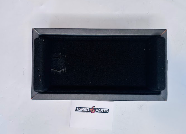 Custom Grey Leather Raised Center Console / Armrest – Embroidered Turbo 6 Logo